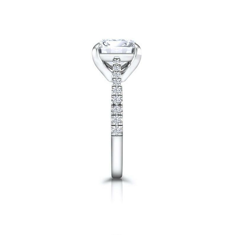 Solitaire with Accents Ring 2.25ct Asscher Simulated Diamond White Gold Plated