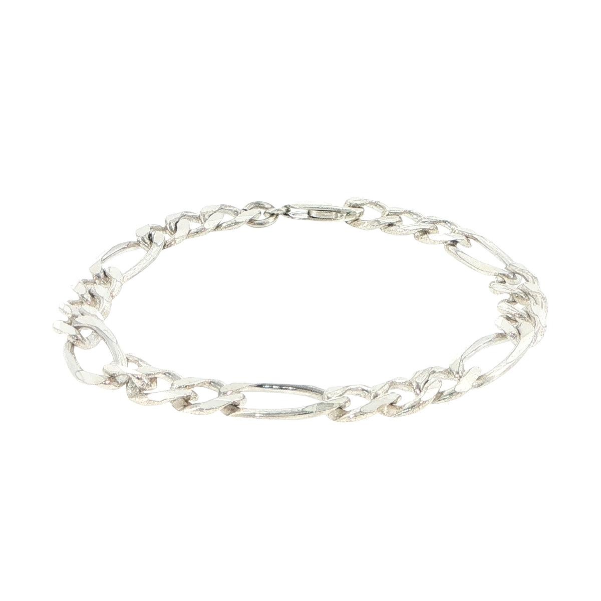 Sterling Silver 7.6mm Figaro Link Bracelet