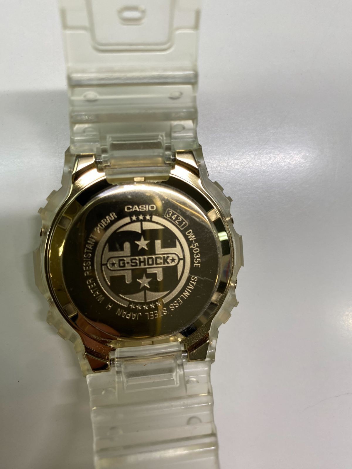 CASIO G SHOCK Wristwatch DW 5035E 7 35th Anniversary Glacier Gold Skeleton