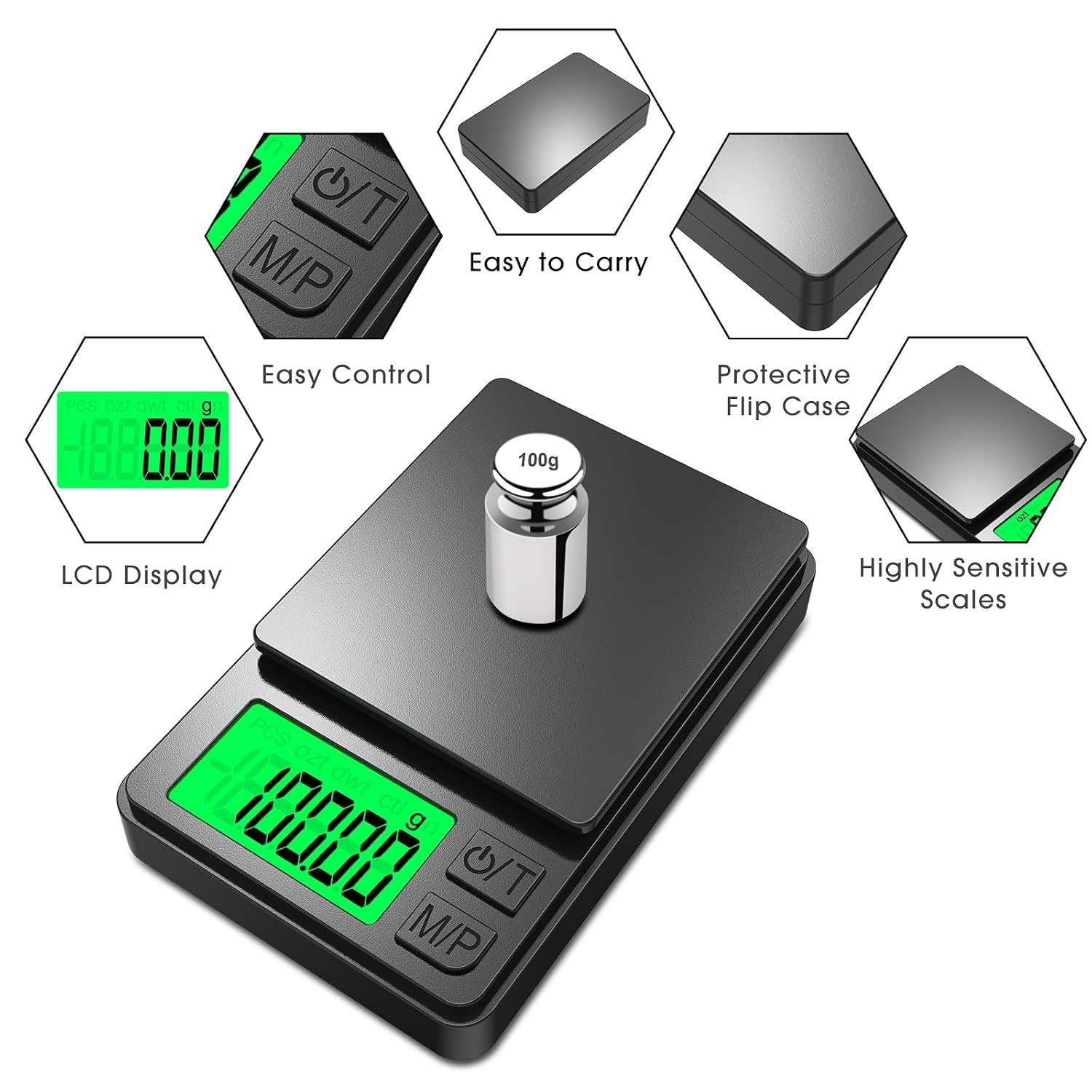 Digital Milligram Scale 50g/.001g Lab Balance Diamond Gold Weighing Pans LCD New