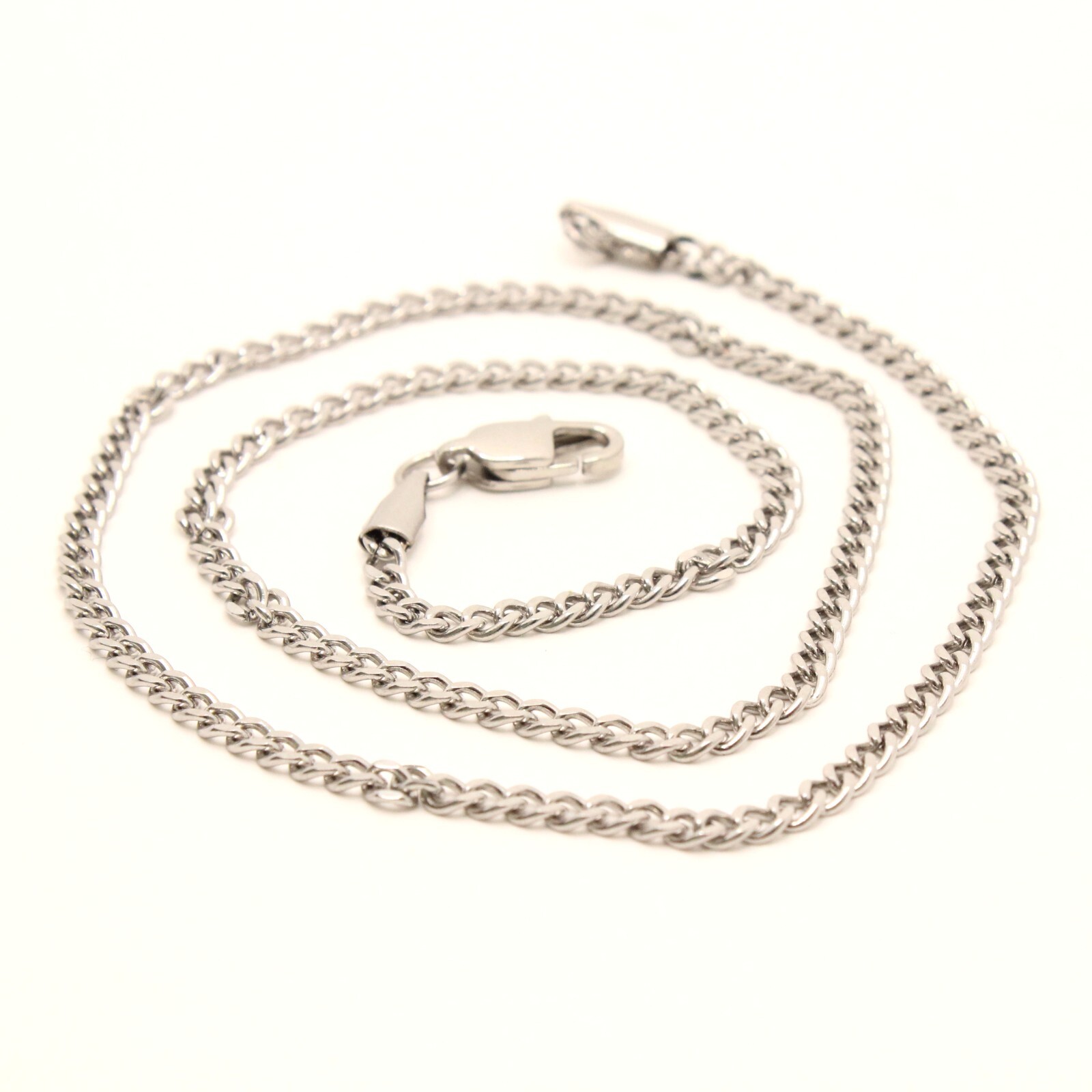 Stainless Steel Curb Link Chain Necklace 1/8 Inch Wide, Sizes 16-24 Inches