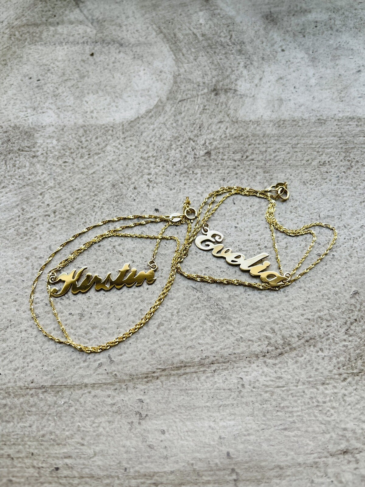 10K Solid Yellow Gold Personalized Custom Cursive Name Pendant Letter Necklace