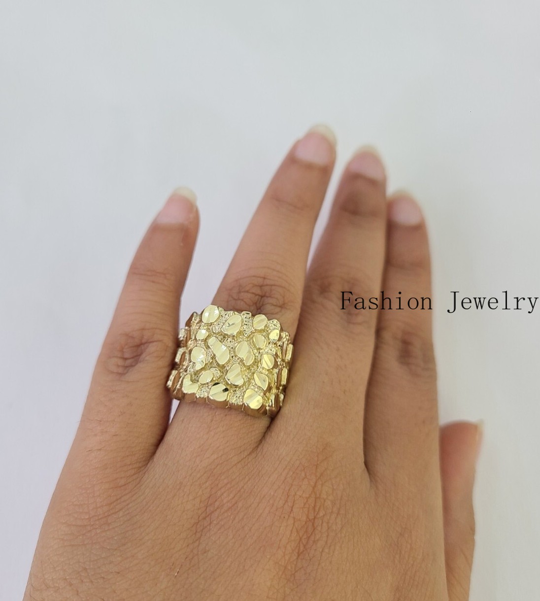 Solid 10K Yellow Gold Men’s Nugget Ring Statement Band Brand New Fine Jewelry