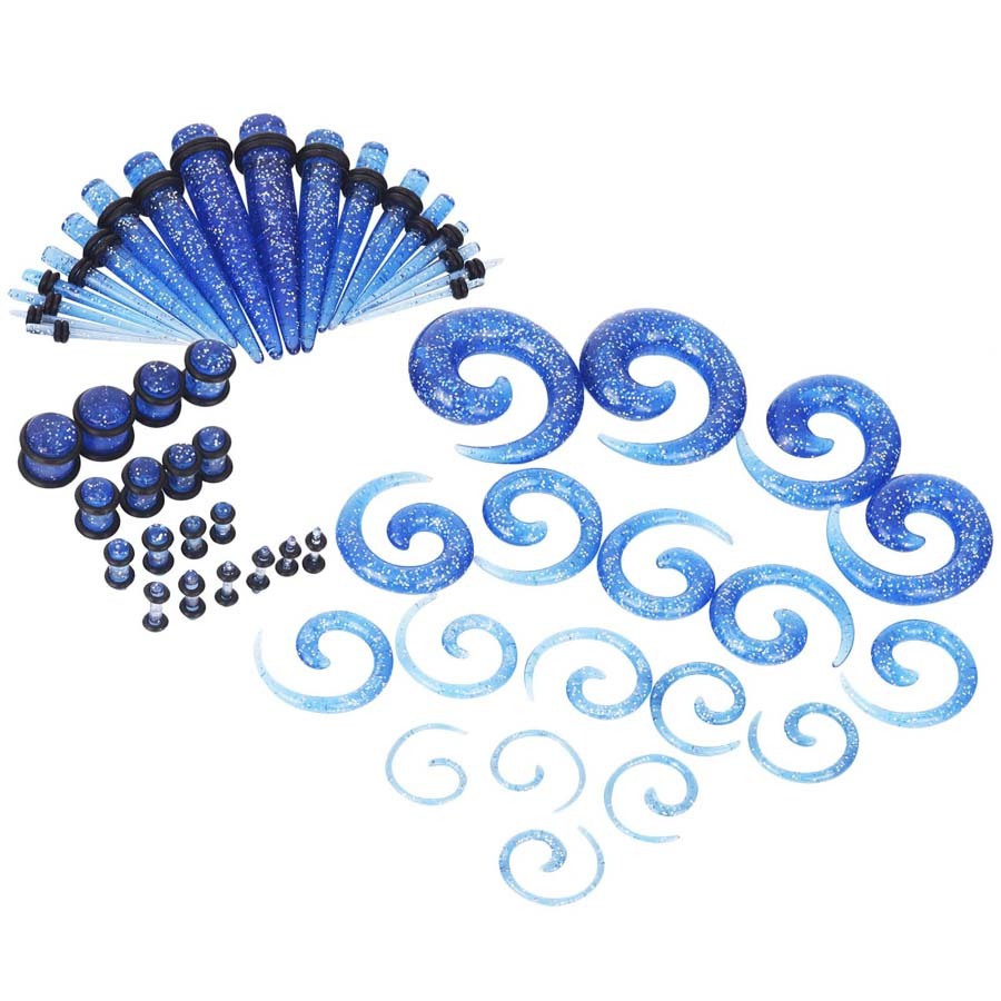 54PCS Ear Taper Stretching Gauges Kit 14G-00G Spiral Taper Plugs Body Piercing