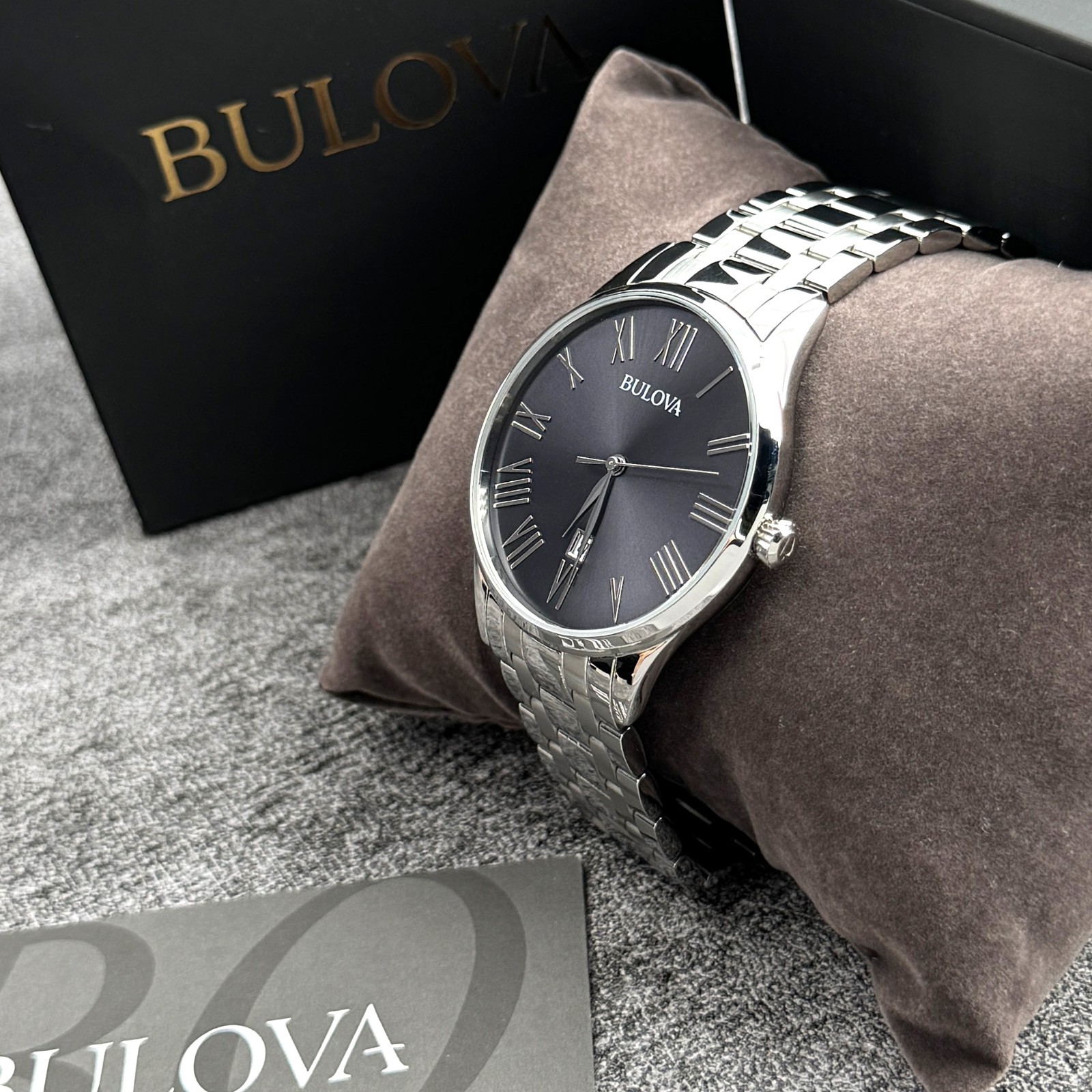 Bulova Classic Collection men Stainless Steel watch Gray Dial Men’s Watch 96B261