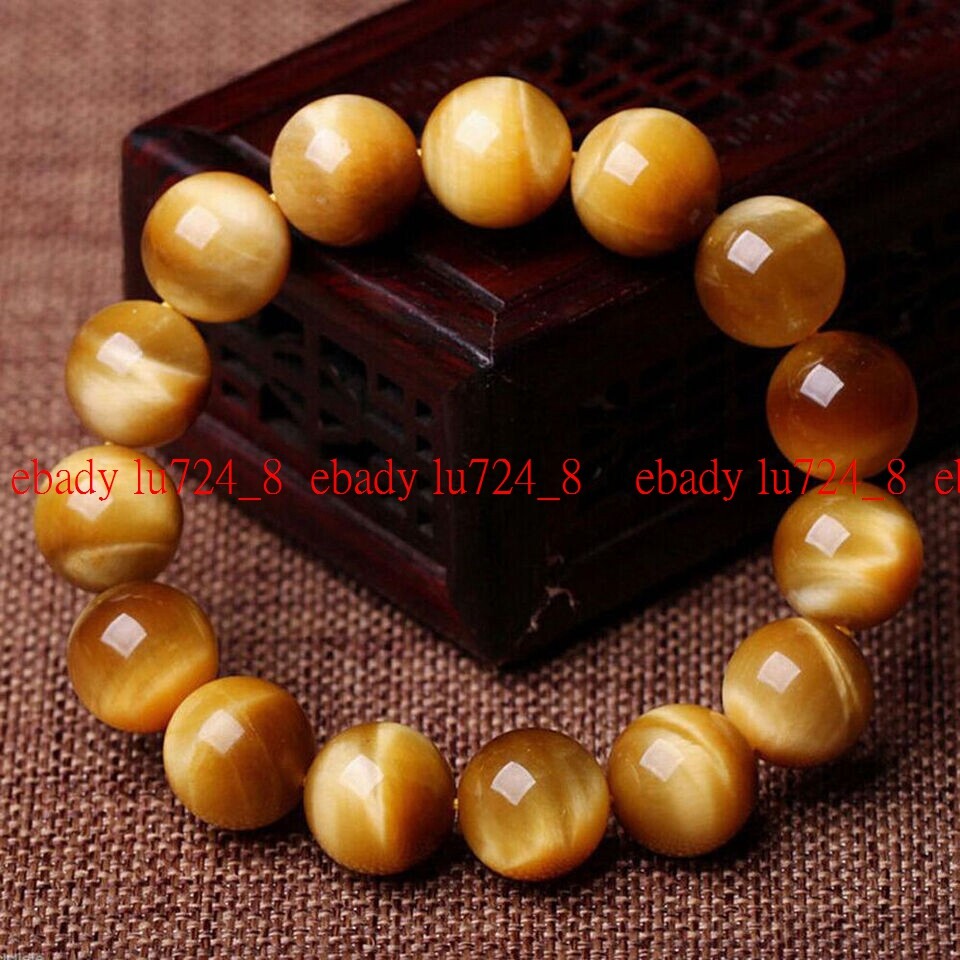 6/8/10/12/14mm Multicolor Tigers Eye Gemstone Round Beads Elastic Bracelet 7.5″