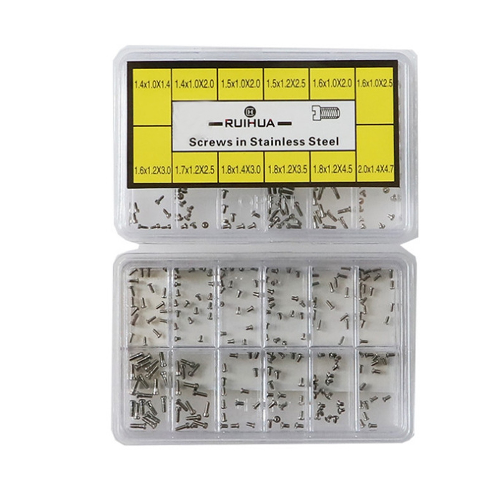Assortment of 240 Stainless Steel Screws for Watch Back Case 12 sizes W/Box