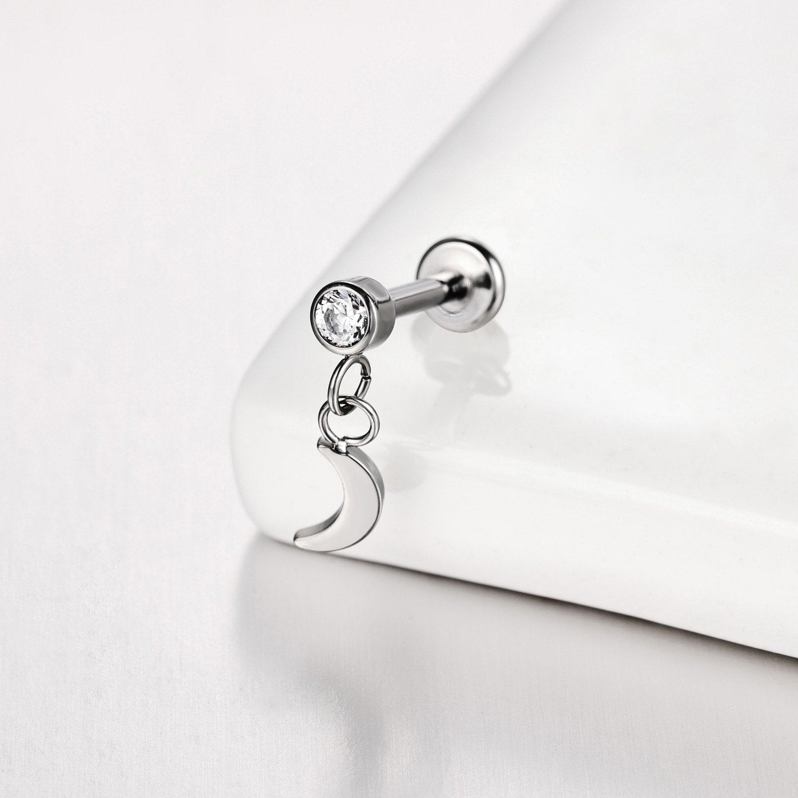 16g G23 Titanium Steel Dangle Labret Lip Stud Tragus Helix Piercing Jewelry