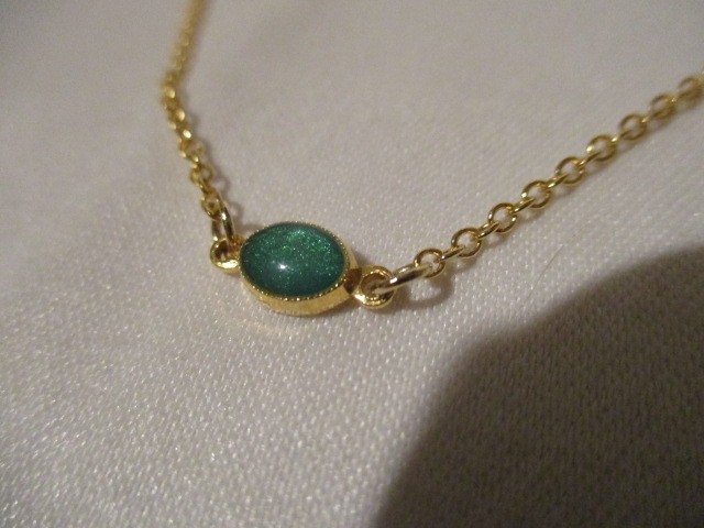 SHANI & ADI Gold Plating Over Sterling Sliver 16″ w/1 1/8″ Extender w/Green Onyx