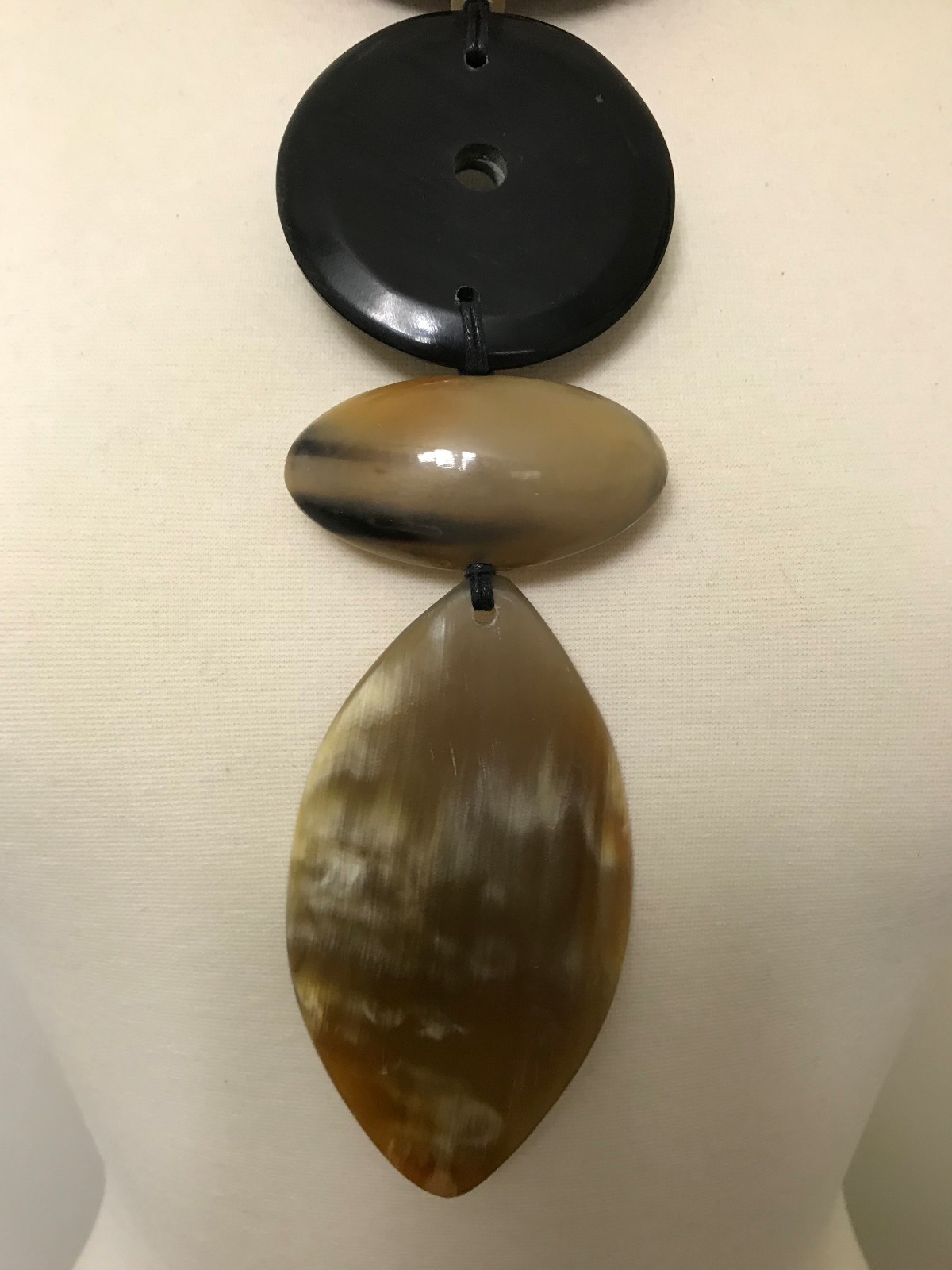 Fabulous Designer Silk Strand & Buffalo Horn Statement Designer Necklace