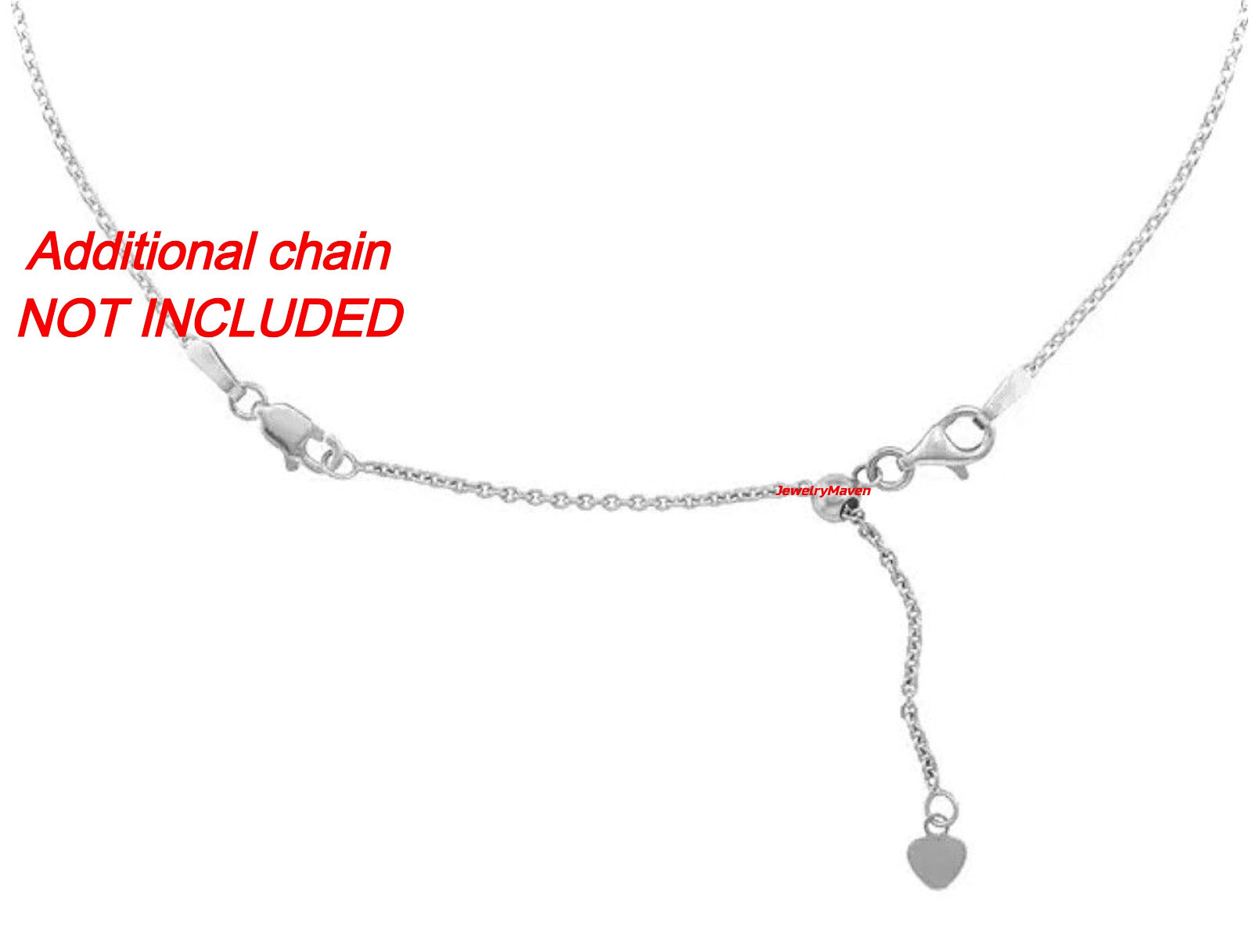 3″ 14k 1.5mm ADJUSTABLE Cable White Gold Lobster Clasp Necklace Chain Extender