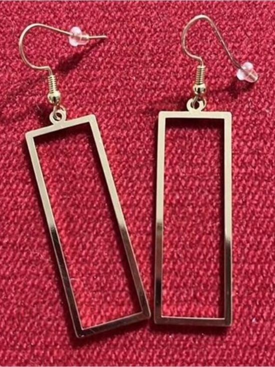 Geometric Grace Gold Rectangular Drop Earrings