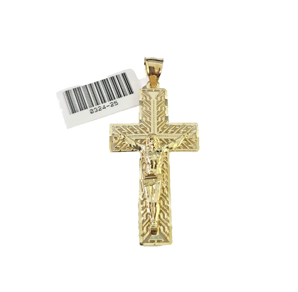 10k Jesus Cross Charm Pendant Religious REAL 10Kt Yellow Gold Genuine Crucifix.