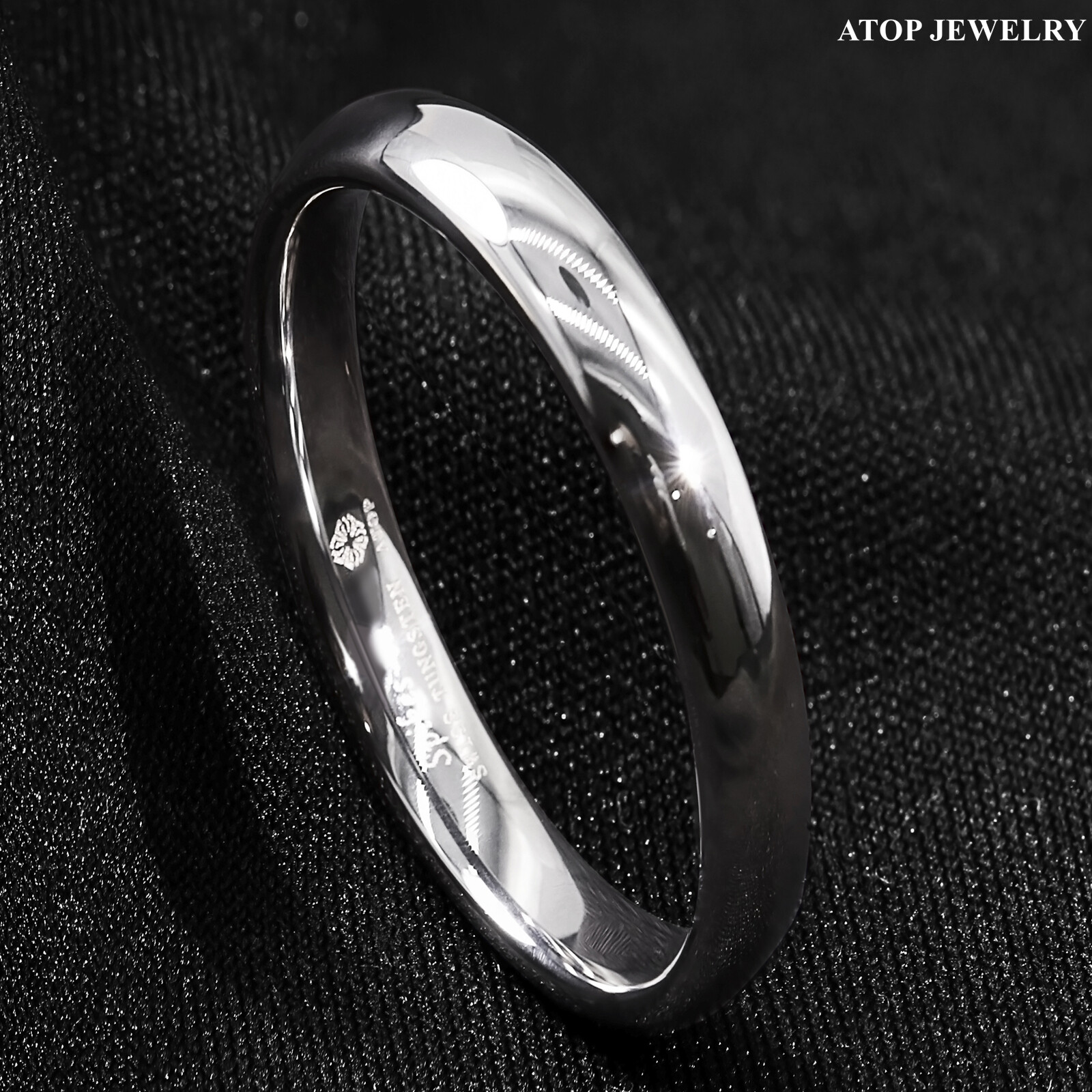 Tungsten Carbide Silver White Polish Dome Wedding Band Ring ATOP Men’s Jewelry