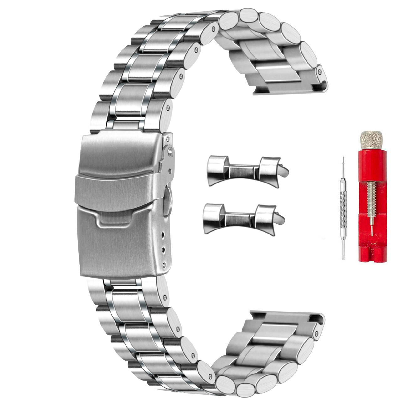 20mm 22mm Universal Watch Bands Solid Stainless Steel with Curved Lug Ends Parts