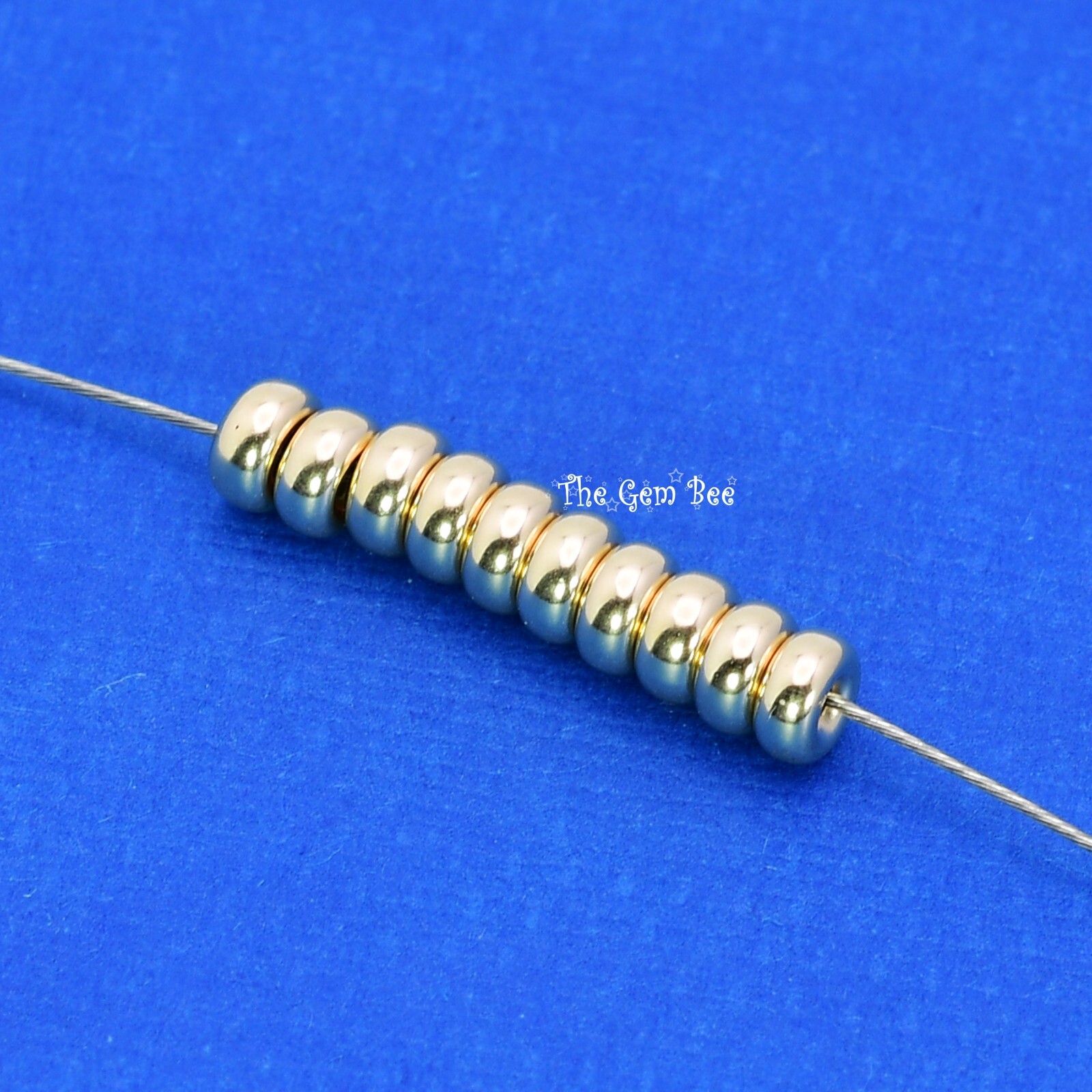 4.2mm 14k Solid Gold Smooth Donut Rondelle Bead Spacer (10)