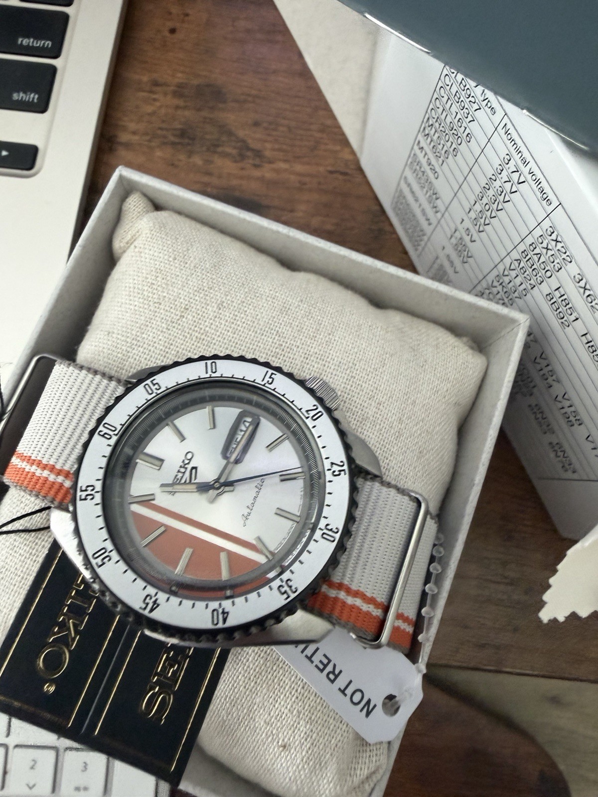 SEIKO SRPK73 5 Sports Series Special Creation Mens Watch – Silver/Orange