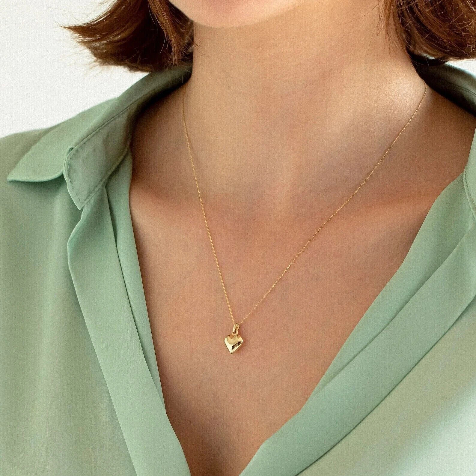 Gift For Women’s Heart Pendant Necklace 14K Yellow Gold Finish