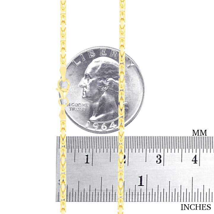 Womens 14K Yellow Gold Solid 2.5mm Byzantine Box Link Chain Pendant Necklace 16″