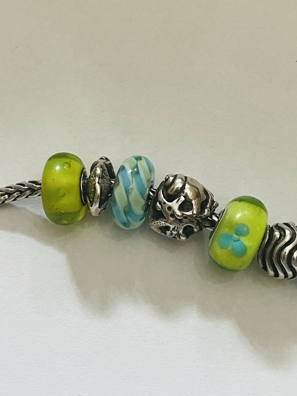 Trollbeads Authentic Ocean Themed Bracelet W/Rare Retired Mexico Lock 7.9 Inch