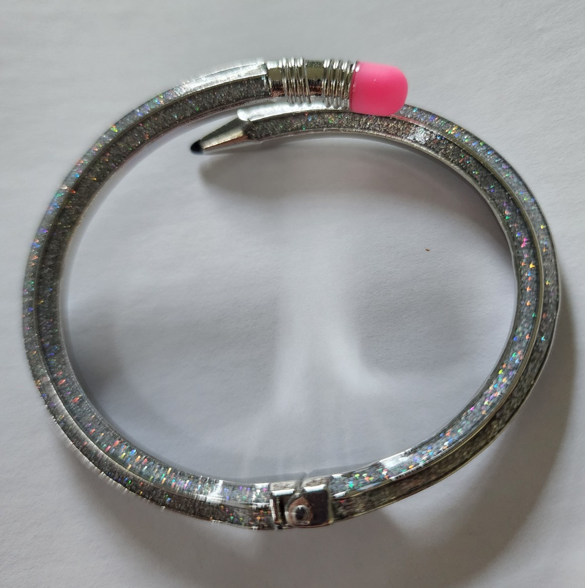 Gray Glitter Pencil Wrap Bracelet – Pink Eraser – NWOT