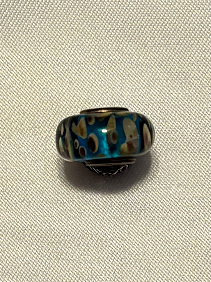 Lot of 6 Milano Glass Charms, Shades of Blue and Silver, Retired
