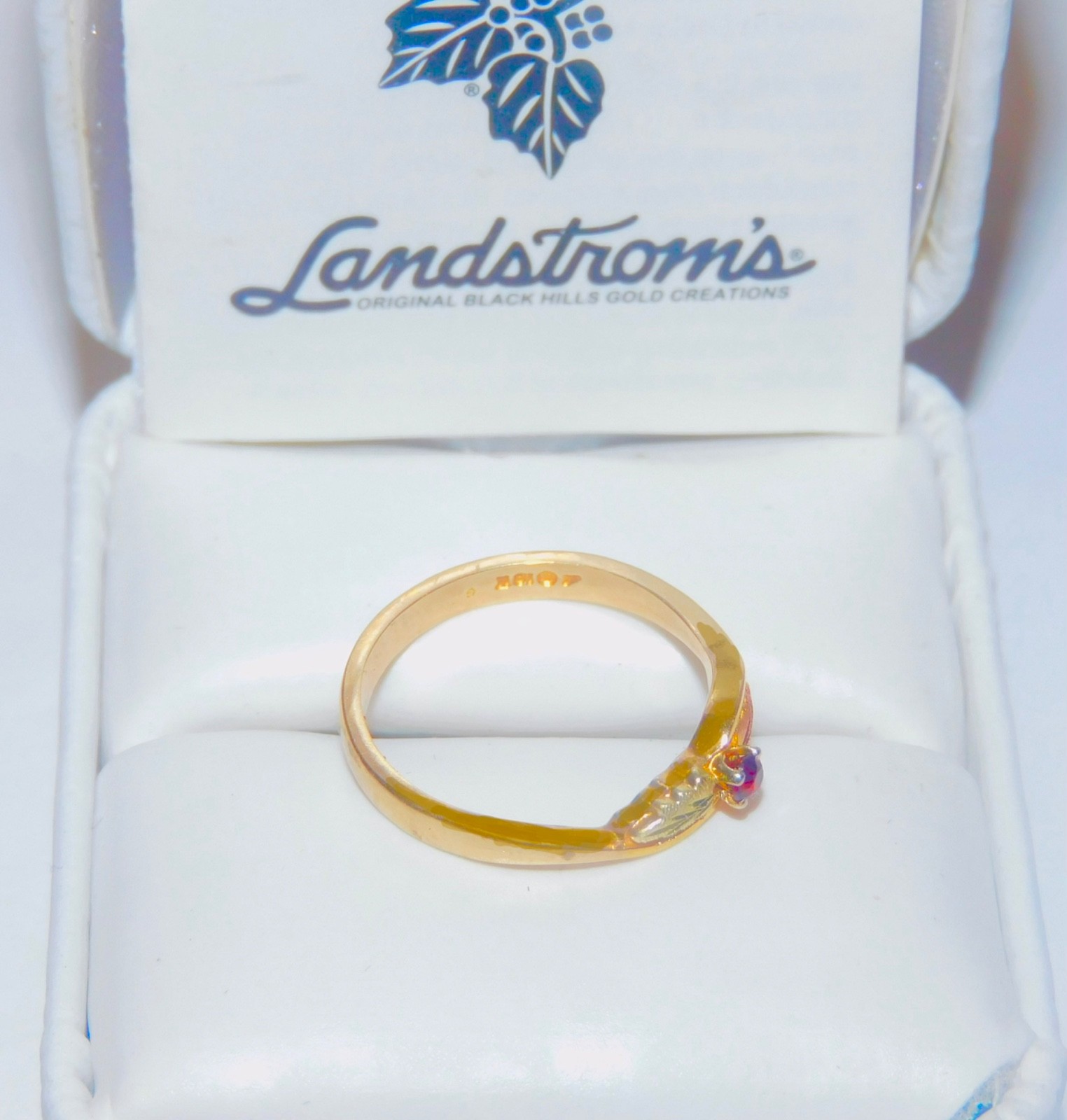 Black Hills Gold 10k Ruby Slim Band Ring Size 6 1/2