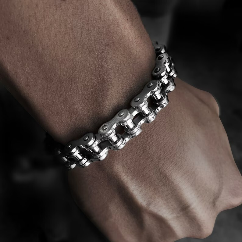SOLID Stainless Steel Motorcycle Bike Chain Design Bracelet Men’s Jewelry Gifts