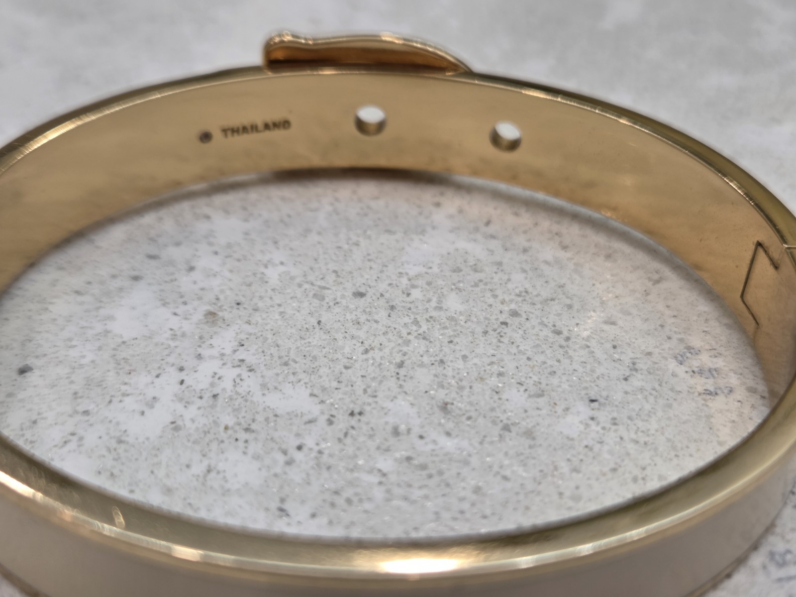 Coach Buckle Bangle Bracelet Signature C Gold Plated & Chalk Enamel Hinged