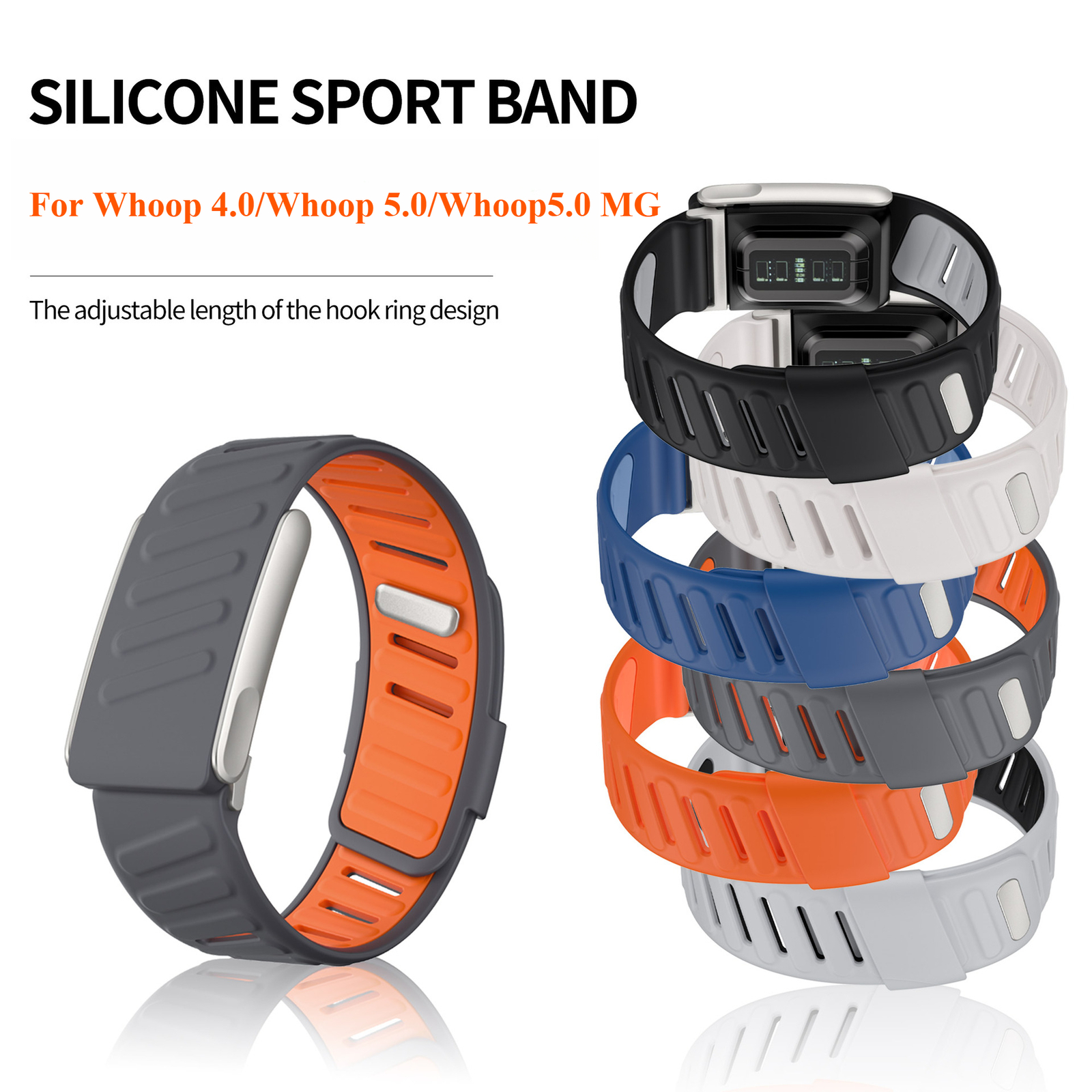 Soft Silicone Sports Adjustable Bracelet Band For Whoop 4.0/5.0/ONE/PEAK/LIFE/MG