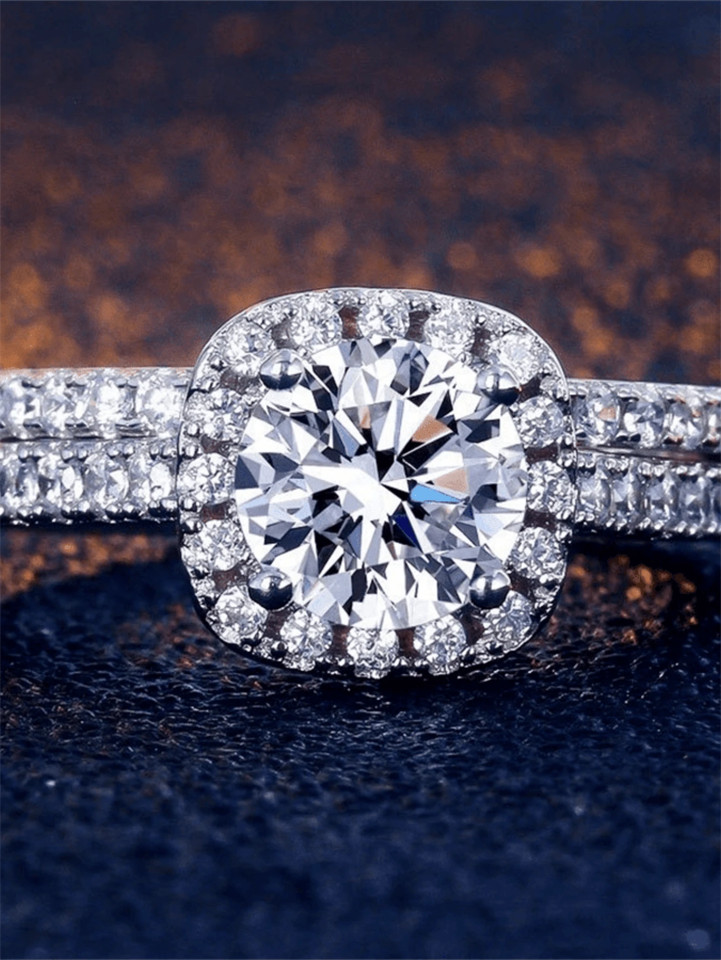 Cubic Zirconia Ring Engagement Wedding Band Silver Tone Sparkly CZ Bridal Gift