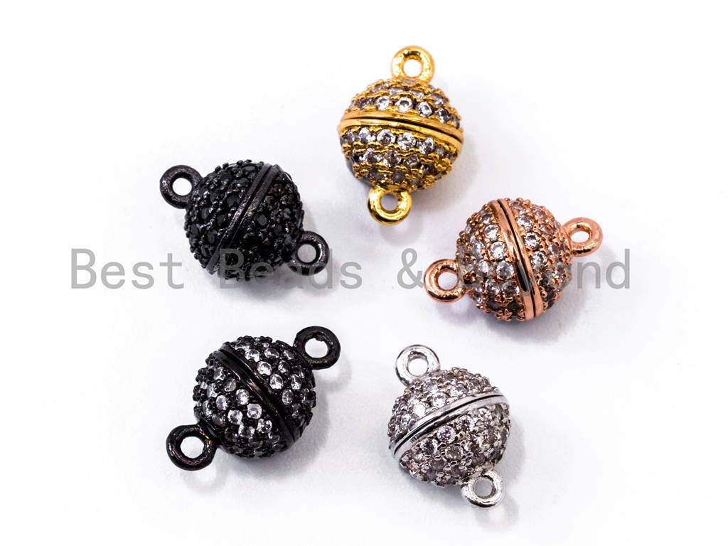 CZ Pave Round Strong Magnetic Clasp for Jewelry Making 8/10/12/14/16mm, sku#H55