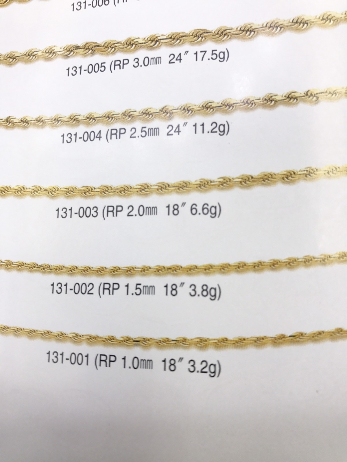 14k Solid yellow gold rope chain necklace 16-24 inches 1.5mm 3.3-5.0gr