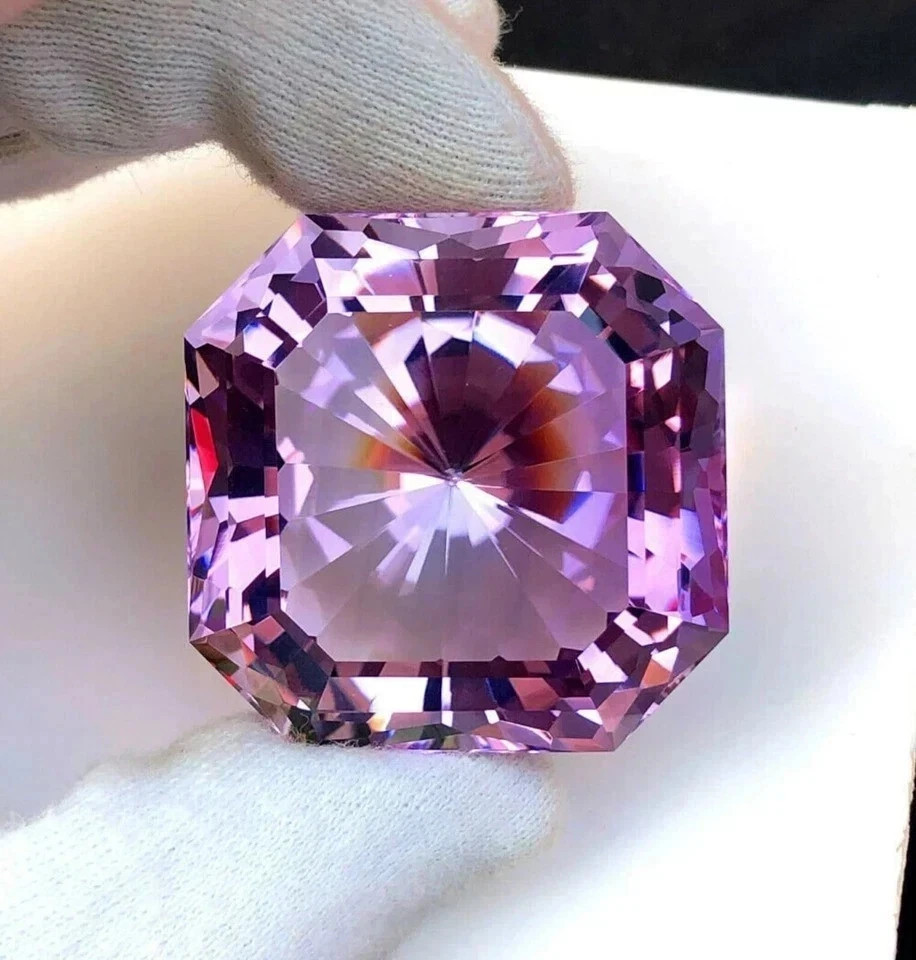 Certified 55.01 Ct Natural Asscher Cut Brazilian Pink Kunzite Loose Gemstone