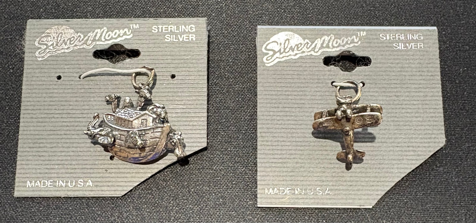 2) Sterling Silver Charms….. Noahs Ark and Airplane