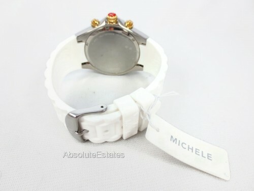 NEW Michele Jelly Bean Tahitian White Two Tone Gold & Silver Watch MWW12F000094