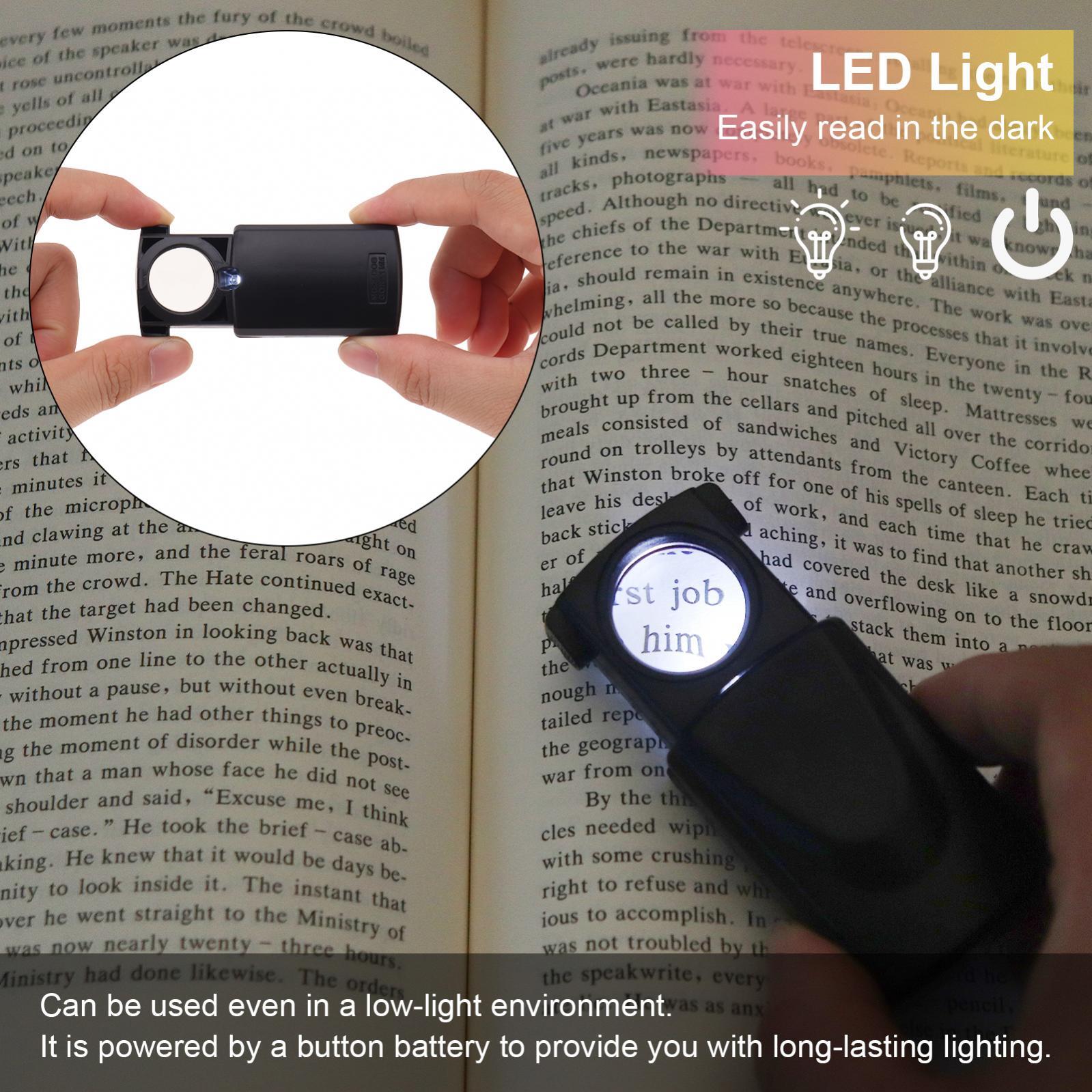 30X Pull-type Magnifier Mini Pocket Hand Magnifying Glass with LED Light Source