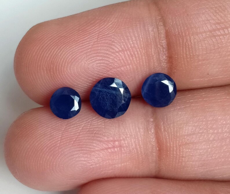 Certified Natural Blue Sapphire Round No Heat No Treat Loose Gemstone 3.47 Ct