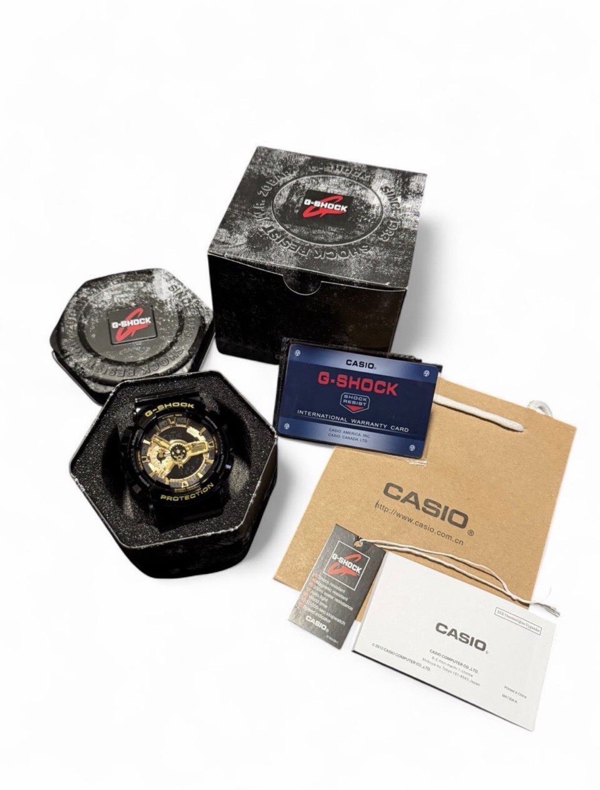 Brand New Casio G-Shock Black & Gold GA-110 Complete Box Set