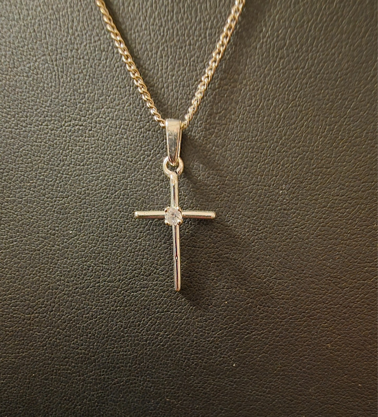 sterling silver cross diamond necklace