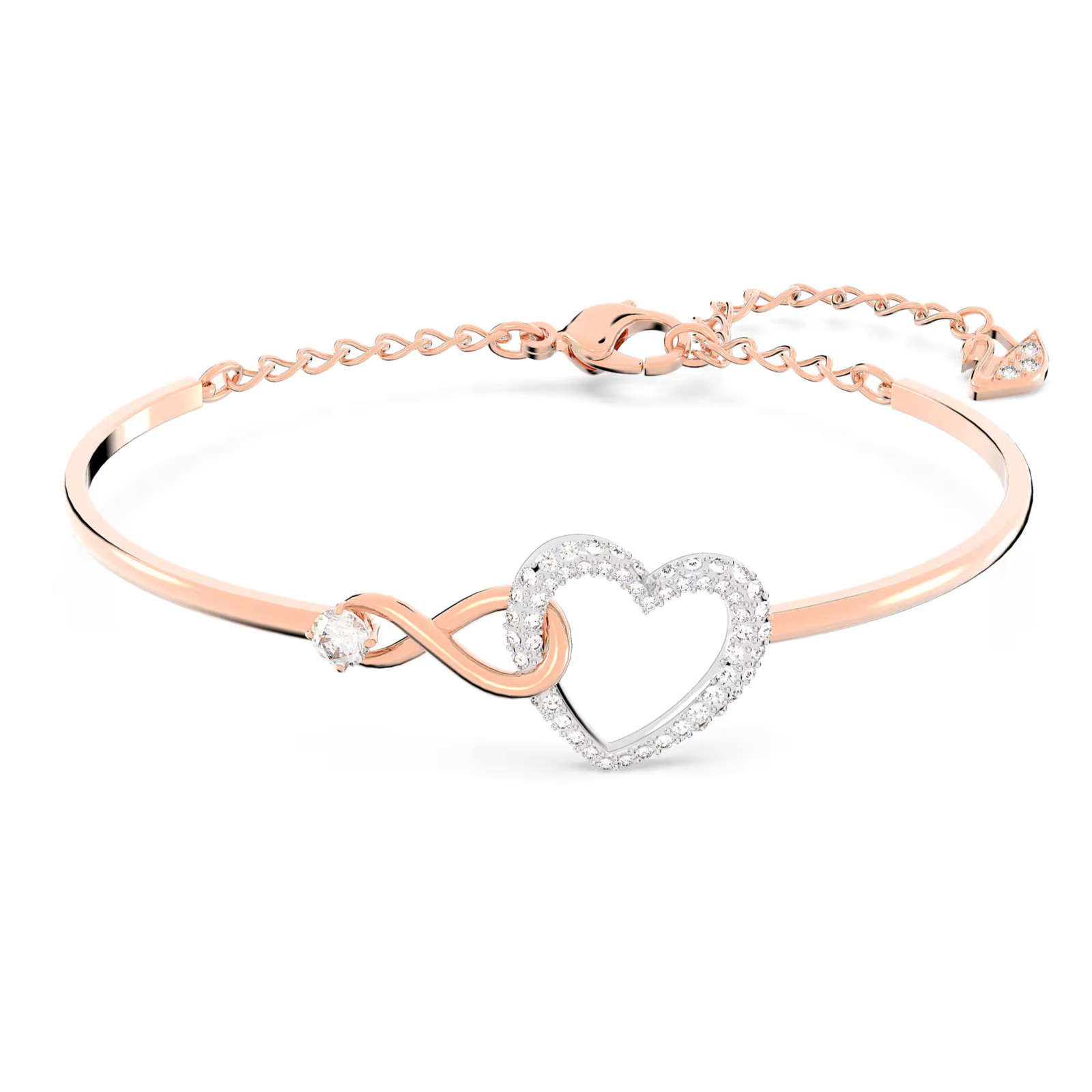 Hyperbola White Mixed Metal Finish Bangle and Infinity Heart New