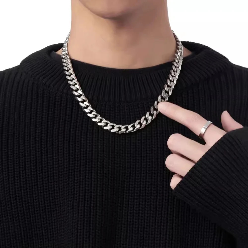 3/5/7mm Silver Tone Curb Cuban Link Chain Necklace Stainless Steel For Men Women