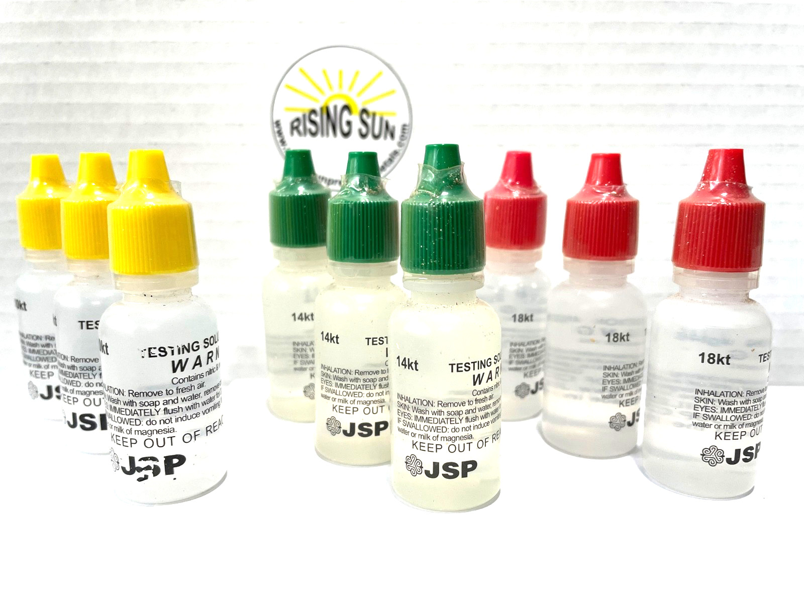 9 bottles Gold Test Solution Acid JSP 10k 14k 18k Jewelry Testing Gold Scrap gte