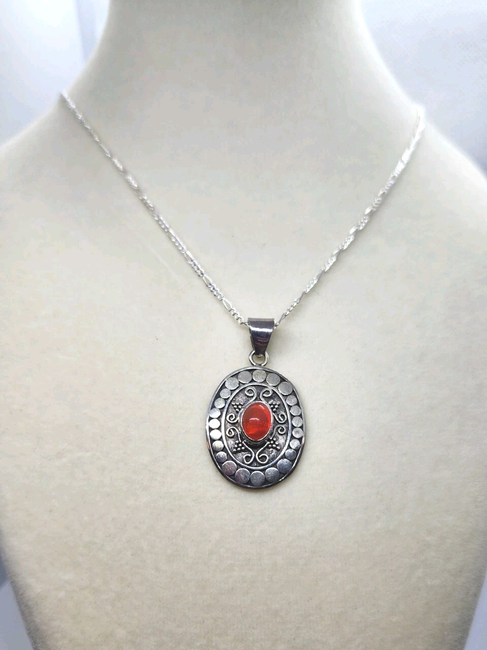 Carnelian Sterling Silver Necklace 20″