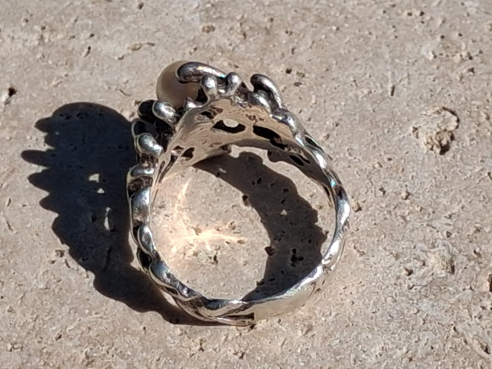 Unique Vintage Ring With Single Pearl By Designer AK