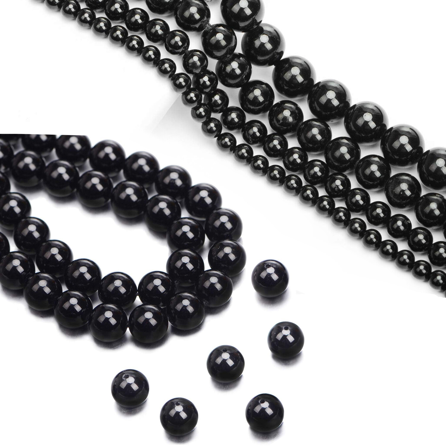 Natural Black Tourmaline Gemstone Round Beads 15.5“ 4mm 6mm 8mm 10mm 12mm A Grad