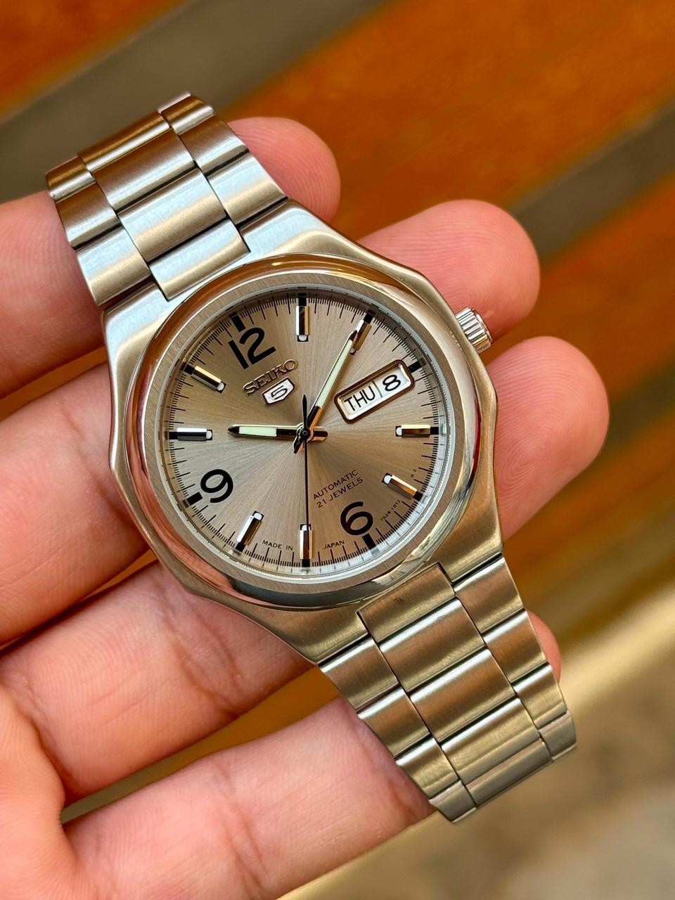 Seiko 5 SNKK55 Automatic Grey Day-Date Stainless Steel Men’s Watch