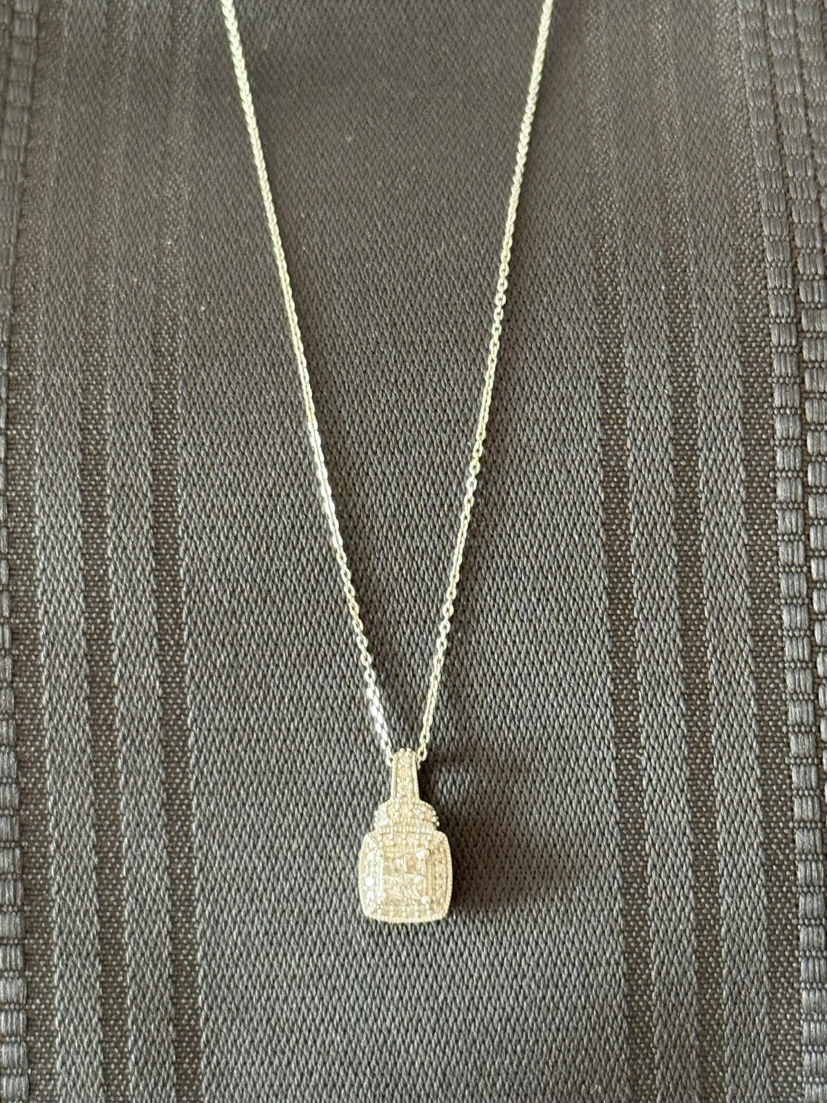 10K White Gold 1/3 CTW Diamond Quad Cluster Halo Pendant and 18″ SS Cable Chain