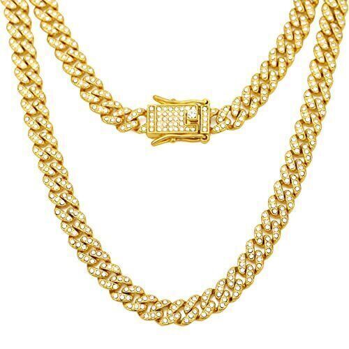 Men’s Gold Plated Iced CZ Out Solid Miami Cuban Link Bracelet Chain 8MM