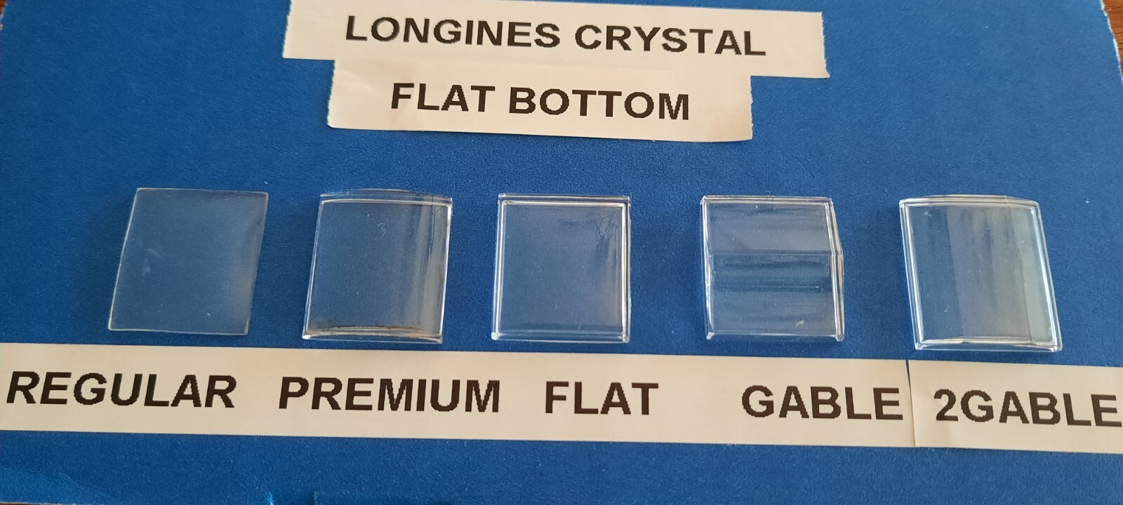 LONGINES FLAT bottom RECTANGULAR glass WATCH CRYSTALS by SIZE type X p2 0f 2